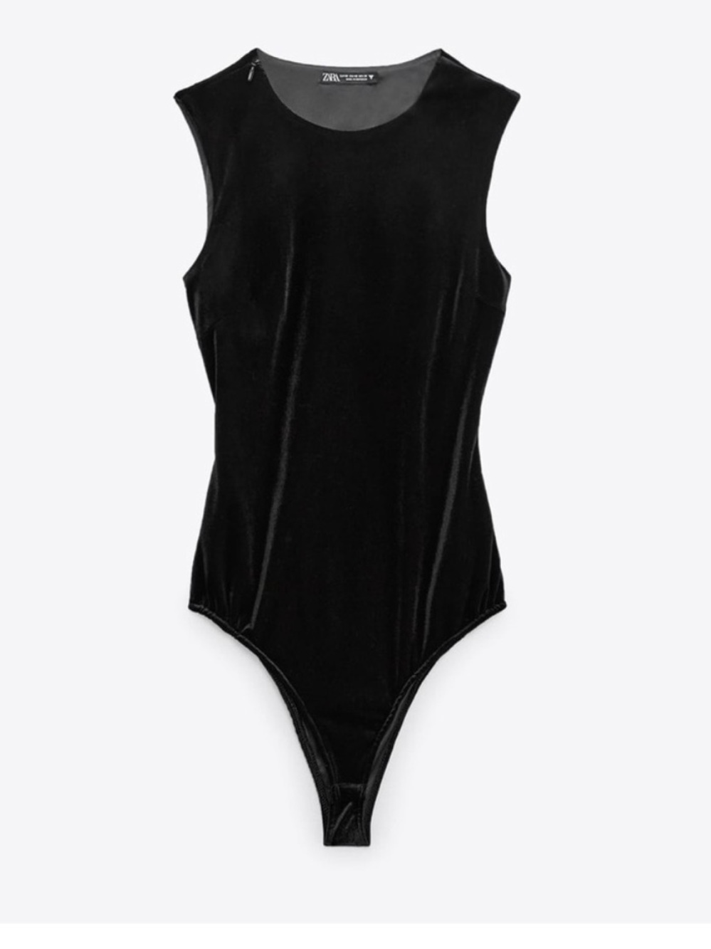 Zara Black Velvet Sleeveless One-Piece Bodysuit